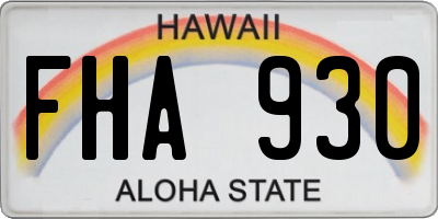 HI license plate FHA930
