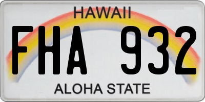 HI license plate FHA932