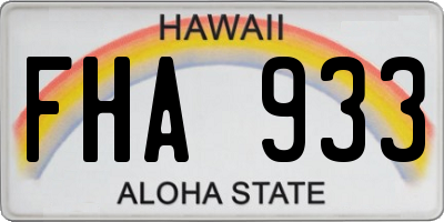 HI license plate FHA933