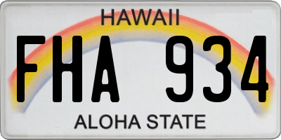 HI license plate FHA934
