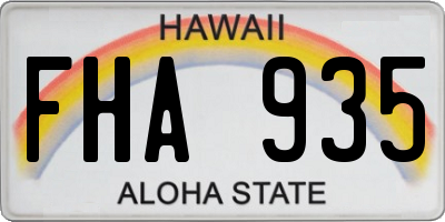 HI license plate FHA935
