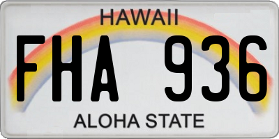 HI license plate FHA936