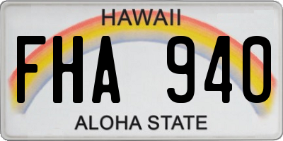 HI license plate FHA940