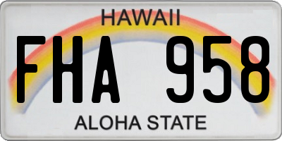 HI license plate FHA958