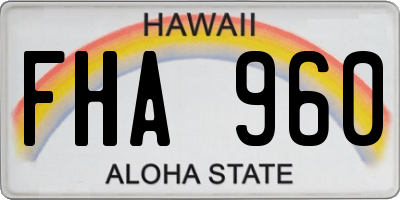 HI license plate FHA960