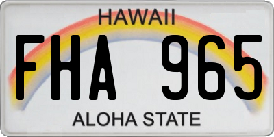 HI license plate FHA965