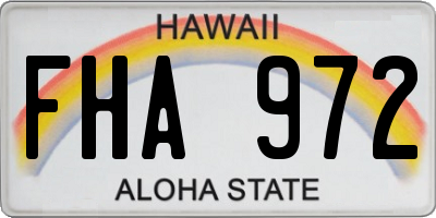 HI license plate FHA972