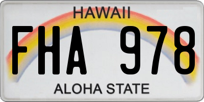 HI license plate FHA978