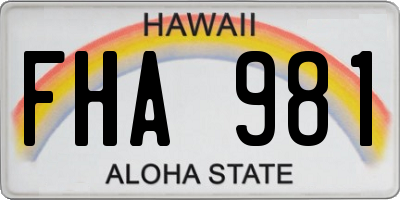 HI license plate FHA981