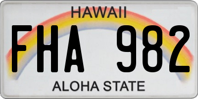 HI license plate FHA982