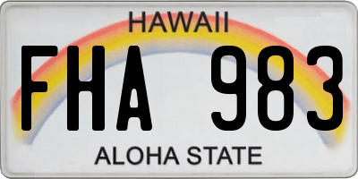 HI license plate FHA983
