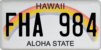 HI license plate FHA984