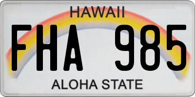 HI license plate FHA985