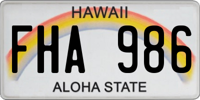 HI license plate FHA986