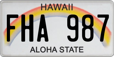 HI license plate FHA987