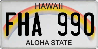 HI license plate FHA990