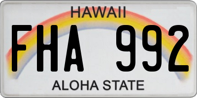 HI license plate FHA992