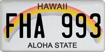 HI license plate FHA993
