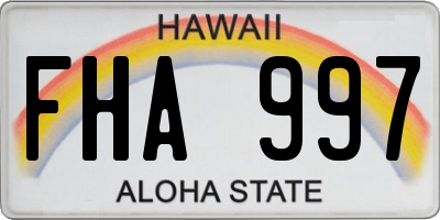 HI license plate FHA997