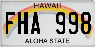 HI license plate FHA998
