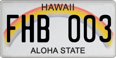 HI license plate FHB003