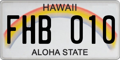 HI license plate FHB010