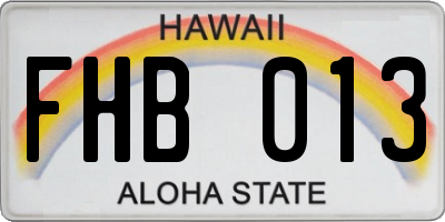 HI license plate FHB013
