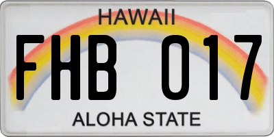 HI license plate FHB017