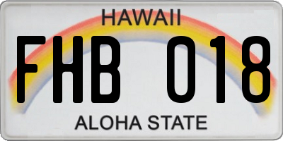 HI license plate FHB018