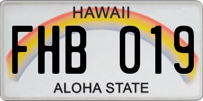 HI license plate FHB019