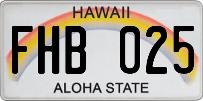 HI license plate FHB025