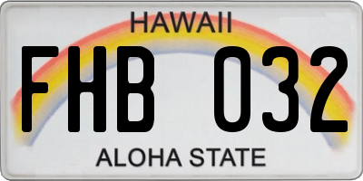 HI license plate FHB032