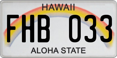 HI license plate FHB033