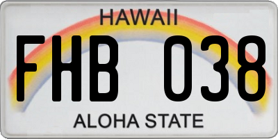 HI license plate FHB038