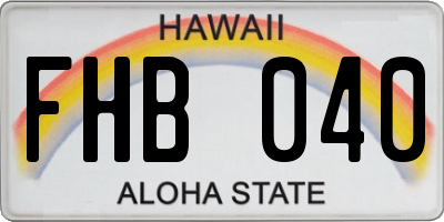 HI license plate FHB040