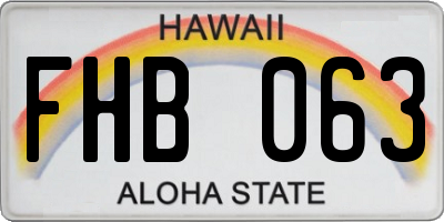HI license plate FHB063