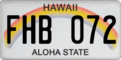 HI license plate FHB072