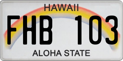 HI license plate FHB103