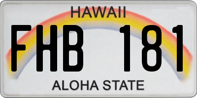HI license plate FHB181