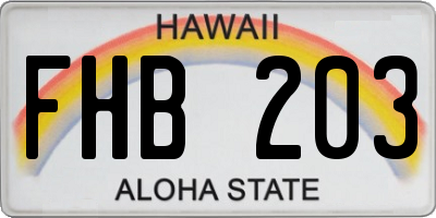 HI license plate FHB203