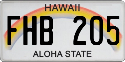 HI license plate FHB205