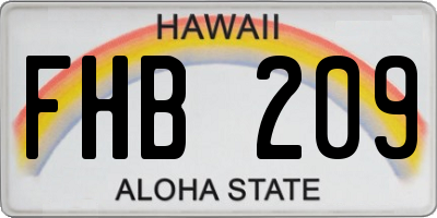 HI license plate FHB209
