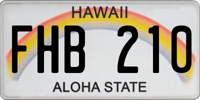 HI license plate FHB210