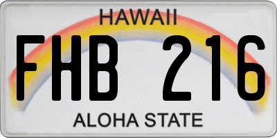 HI license plate FHB216