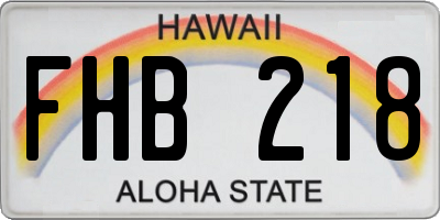 HI license plate FHB218