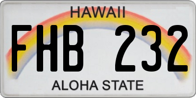 HI license plate FHB232