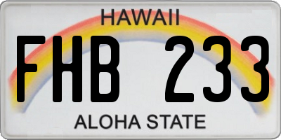 HI license plate FHB233
