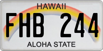 HI license plate FHB244