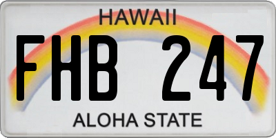 HI license plate FHB247