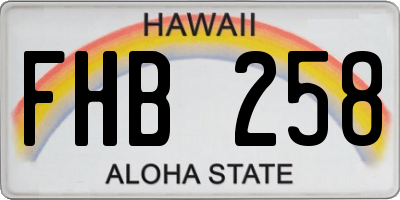 HI license plate FHB258